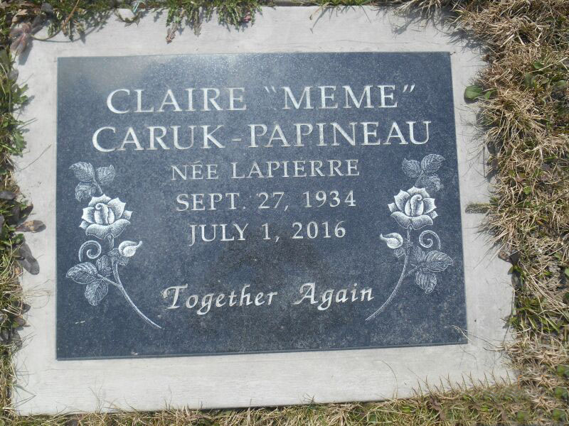Headstone image of Caruk-Papineau